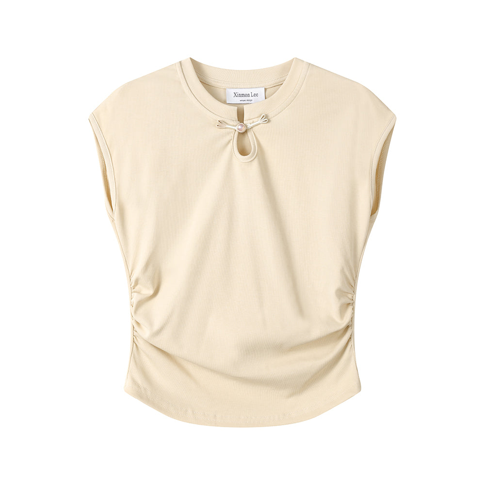 Keyhole Knot Detail Cap Sleeve Top