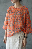 Orange Printed Relaxed Top
